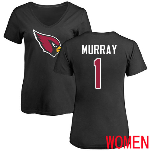 Arizona Cardinals Black Women Kyler Murray Name And Number Logo NFL Football #1 T Shirt->women nfl jersey->Women Jersey